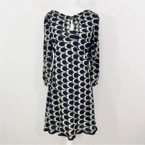 Anthropologie Moulinette Soeurs Silk blend Navy retro look dress size 0 - Picture 3 of 10